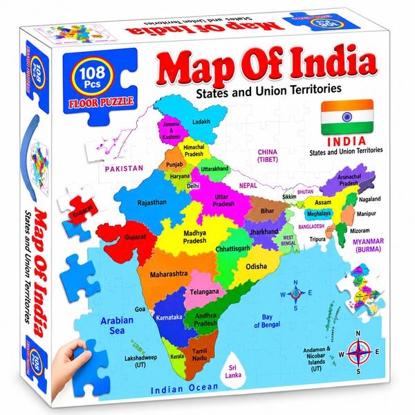 Map Of India 108-Piece Floor Puzzle