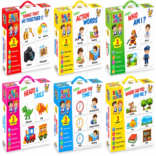 Back to School Educational 3-Piece Puzzle