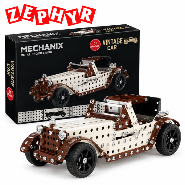 Mechanix Vintage Car Metal Engineering Construction Toy